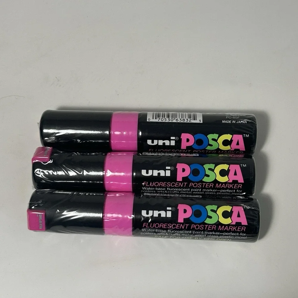 Posca PC-85F Paint Marker Broad Chisel Fluorescent Pink 3pc Neon Art DIY Marker